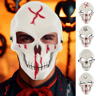 Halloween Totenkopf Maske 4er Set weiß rot 16x24cm Kunststoff Gesichtsmaske Totenschädel Horrorkostüm 4 Motive