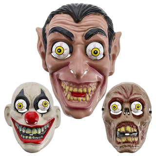 Halloween Glubschaugen Maske 3er Set mehrfarbig 20x25,5x10cm Kunststoff Dracula Zombi Clown Gesichtsmaske