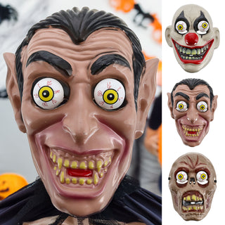 Halloween Glubschaugen Maske 3er Set mehrfarbig 20x25,5x10cm Kunststoff Dracula Zombi Clown Gesichtsmaske