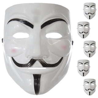 Halloween Vendetta Maske 6er Set 17x21x10cm Kunststoff weiß schwarz Gesichtsmaske Guy-Fawkes-Maske