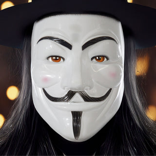 Halloween Vendetta Maske 6er Set 17x21x10cm Kunststoff weiß schwarz Gesichtsmaske Guy-Fawkes-Maske