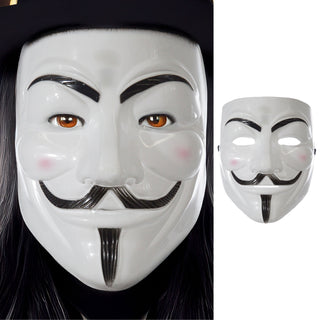 Halloween Vendetta Maske 6er Set 17x21x10cm Kunststoff weiß schwarz Gesichtsmaske Guy-Fawkes-Maske