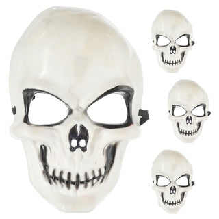 LED Halloween Totenkopf 4er Set 16x24x7cm Kunststoff weiß schwarz 3 LEDs bunt leuchtend Gruseldekoration