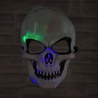 LED Halloween Totenkopf 4er Set 16x24x7cm Kunststoff weiß schwarz 3 LEDs bunt leuchtend Gruseldekoration