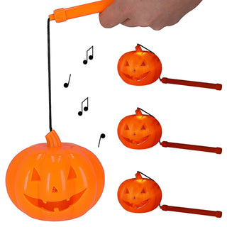 Halloween Kürbis Laterne 4er Set Sound Licht 12x11cm Kunststoff LED bunt leuchtend batteriebetrieben