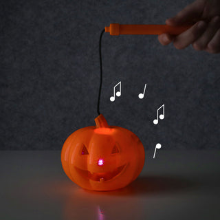 Halloween Kürbis Laterne 4er Set Sound Licht 12x11cm Kunststoff LED bunt leuchtend batteriebetrieben