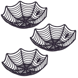 Schale Spinnenetz 6er Set 3x orange 3x schwarz 29x7cm Kunststoff Spinnennetz-Optik Spinne Dekokorb Halloween