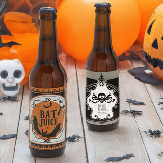 Halloween Bierflaschenaufkleber Set 48 Stück Papier 15x10cm Aufkleber 2 Motive Bierflasche Flaschenettikett