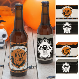 Halloween Bierflaschenaufkleber Set 48 Stück Papier 15x10cm Aufkleber 2 Motive Bierflasche Flaschenettikett
