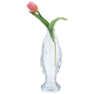 Vase Fisch 'CrystalFish' 8,5x26,5cm Glas transparent Blumenvase Dekovase Tischvase Fischform Fischmaul Glasvase