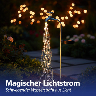 LED Solar Gartenstecker Wasserhahn 6x53x14cm 24 warmweiße LEDs Eisen Kunststoff Akkubetrieben On-/Off-Schalter Erdspieß IP44 Lichtsensor