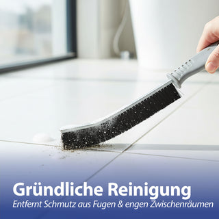 1/3x Fugenbürste Kunststoff Edelstahl 22x2x1cm Reinigungsbürste für Bad Küche Universalbürste Spaltbürste ultraschmal mit Borsten