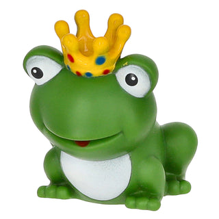 Badeente Froschkönig 7x8x7,5cm PVC grün weiß gelb Badespielzeug Quietscheente Badewanne Frosch Krone Badebegleiter Märchenfigur