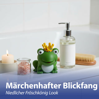 Badeente Froschkönig 7x8x7,5cm PVC grün weiß gelb Badespielzeug Quietscheente Badewanne Frosch Krone Badebegleiter Märchenfigur