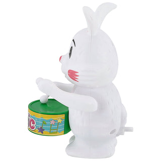 Aufziehfigur Hase mit Trommel 9x12x7cm weiß mehrfarbig Kunststoff Aufziehspielzeug Osterdekoration Osterhase hüpfend