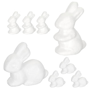 DIY Osterhase 8er Set zum Bemalen Styropor stehend sitzend Styropor-Hasen Osterdekoration basteln Hasen kreativ gestalten