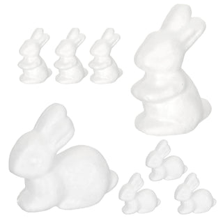 DIY Osterhase 8er Set zum Bemalen Styropor stehend sitzend Styropor-Hasen Osterdekoration basteln Hasen kreativ gestalten