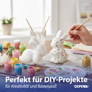 DIY Osterhase 8er Set zum Bemalen Styropor stehend sitzend Styropor-Hasen Osterdekoration basteln Hasen kreativ gestalten