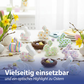 DIY Osterhase 8er Set zum Bemalen Styropor stehend sitzend Styropor-Hasen Osterdekoration basteln Hasen kreativ gestalten
