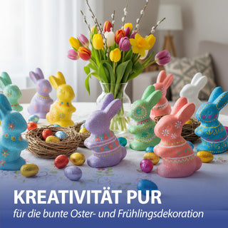 DIY Osterhase 8er Set zum Bemalen Styropor stehend sitzend Styropor-Hasen Osterdekoration basteln Hasen kreativ gestalten