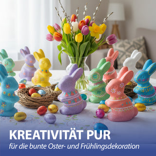DIY Osterhase 8er Set zum Bemalen Styropor stehend sitzend Styropor-Hasen Osterdekoration basteln Hasen kreativ gestalten
