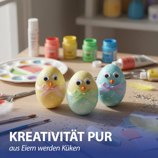 DIY Ostereier 12er Set zum Bemalen Styropor 4x5,5cm Styropor-Eier Osterdekoration Osternest Basteln Eier kreativ gestalten