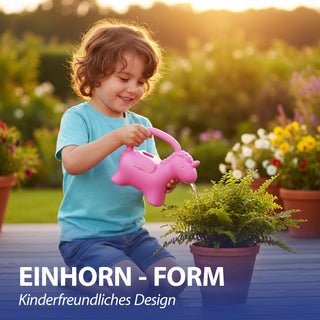 Gießkanne Einhorn Kunststoff rosa 22x19x10cm 1 Liter Kinder-Gießkanne Kanne Wasserkanne Gartenzubehör Motivkanne zum Gießen für Blumen