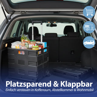 Klappbox Trolley schwarz 42x40x37cm Kunststoff Aluminium Klappkiste belastbar bis 20 Kg klappbar Transportbox Teleskopgriff