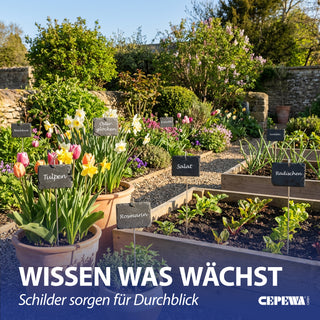 Gartenstecker Schieferschild 12er Set 10x40x4,5cm Edelstahl Schiefer Erdspieß Schilder zum Beschriften für Pflanzen Kräuter Beete