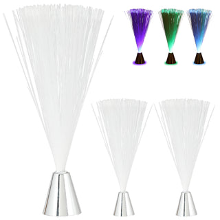 LED Fiberglas Leuchte 3er Set mit Farbwechsel 4x20cm Kunststoff silber batteriebetrieben An-/Ausschalter faseroptisches Licht Glasfaserlampe
