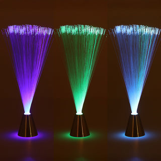 LED Fiberglas Leuchte 3er Set mit Farbwechsel 4x20cm Kunststoff silber batteriebetrieben An-/Ausschalter faseroptisches Licht Glasfaserlampe