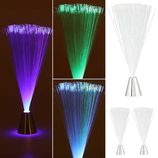 LED Fiberglas Leuchte 3er Set mit Farbwechsel 4x20cm Kunststoff silber batteriebetrieben An-/Ausschalter faseroptisches Licht Glasfaserlampe