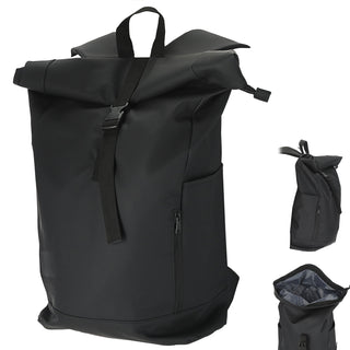 Falt Rucksack Minor 30l schwarz 40x57x15cm Polyester Water Resitant Rubber Finish Reißverschlusstaschen Eingriffstaschen wasserabweisend Rolltop