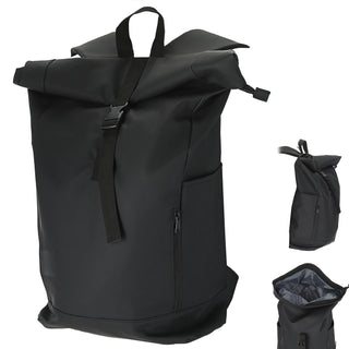 Falt Rucksack Minor 30l schwarz 40x57x15cm Polyester Water Resitant Rubber Finish Reißverschlusstaschen Eingriffstaschen wasserabweisend Rolltop