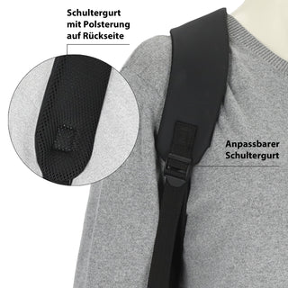 Falt Rucksack Minor 30l schwarz 40x57x15cm Polyester Water Resitant Rubber Finish Reißverschlusstaschen Eingriffstaschen wasserabweisend Rolltop