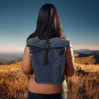 Falt Rucksack Minor 30l anthrazit 40x57x15cm Polyester Water Resitant Rubber Finish Reißverschlusstaschen Eingriffstaschen wasserabweisend Rolltop