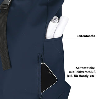 Falt Rucksack Minor 30l dunkelgrün 40x57x15cm Polyester Water Resitant Rubber Finish Reißverschlusstaschen Eingriffstaschen wasserabweisend Rolltop
