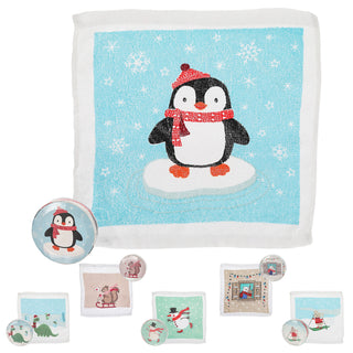 Magisches Handtuch 'Winterfreunde' 6er Set weihnachtliche Motive 30x30cm Baumwolle Waschlappen Zaubertuch Zauberhandtuch Tuch
