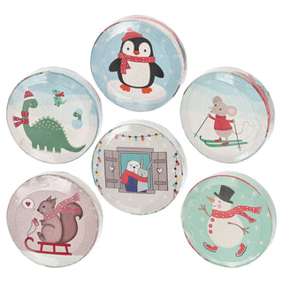 Magisches Handtuch 'Winterfreunde' 6er Set weihnachtliche Motive 30x30cm Baumwolle Waschlappen Zaubertuch Zauberhandtuch Tuch