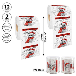 Toilettenpapier 'XMAS CAT' in Dose 12er Set Papier 18gr/qm 2-lagig 24m PVC Klopapier bedruckte Rollen WC-Papier 2 Motive Kunststoffdose