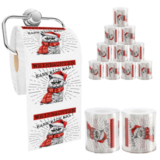 Toilettenpapier 'XMAS CAT' in Dose 12er Set Papier 18gr/qm 2-lagig 24m PVC Klopapier bedruckte Rollen WC-Papier 2 Motive Kunststoffdose