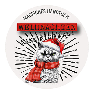 Magisches Handtuch 'XMAS CAT' 6er Set 30x30cm Baumwolle Waschlappen Zaubertuch Zauberhandtuch Tuch Katze im Nikolauskostüm Weihnachten