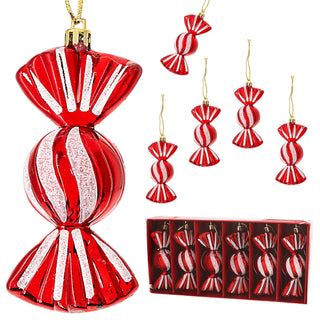 Christbaumschmuck Bonbons 12er Set H12cm Kunststoff rot weiß Weihnachtsaufhänger Baumschmuck Tannenbaumschmuck Kamellen Weihnachtsdeko
