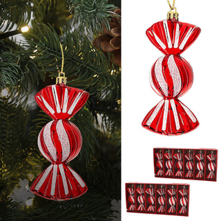Christbaumschmuck Bonbons 12er Set H12cm Kunststoff rot weiß Weihnachtsaufhänger Baumschmuck Tannenbaumschmuck Kamellen Weihnachtsdeko