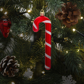 Christbaumschmuck Zuckerstange 12er Set handbemalt H12cm Kunststoff rot weiß Weihnachtsaufhänger für Tannenbaum Baumschmuck Weihnachtsdeko
