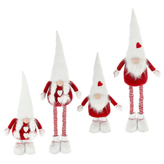 Wichtelpaar mit Teleskopbeinen ca. 55-88cm Polyester Eisen 20x76x14cm rot weiß Weihnachtswichtel Adventsdeko Weihnachtsdeko Plüschfigur Mann Frau