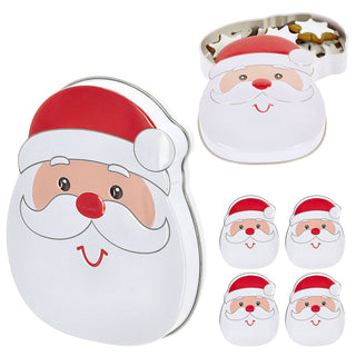 Geschenkdosen Weihnachtsmann 6er Set Metall 9,5x12x2cm bunt Nikolausgesicht Kekse Plätzchen Dose Verpackung Geschenkbox