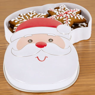 Geschenkdosen Weihnachtsmann 6er Set Metall 9,5x12x2cm bunt Nikolausgesicht Kekse Plätzchen Dose Verpackung Geschenkbox