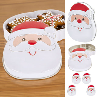 Geschenkdosen Weihnachtsmann 6er Set Metall 9,5x12x2cm bunt Nikolausgesicht Kekse Plätzchen Dose Verpackung Geschenkbox