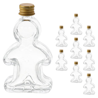 Flasche Lebkuchenmann 9er Set 50ml Glas Metall 6x11x2,5cm gold Glasflasche Formflasche zum Befüllen Schraubdeckel Weihnachtsgeschenk